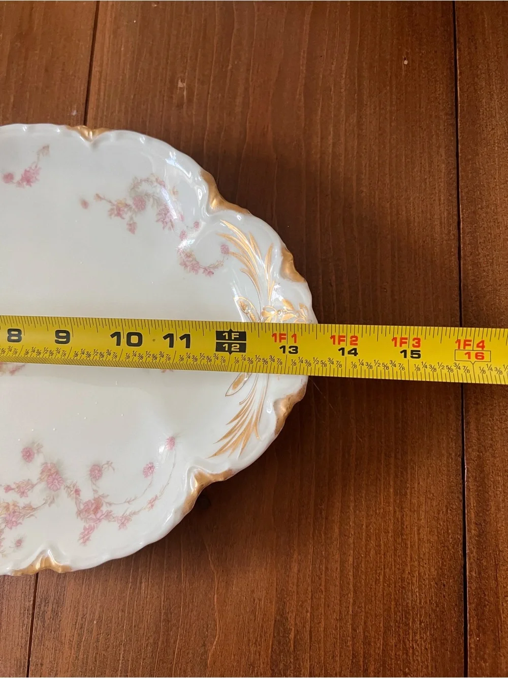 Haviland Limoges Porcelain Schleiger ?525 Pink Gold Floral 13.5” Platter